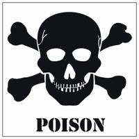 Gif - Poison - waarschuwing gevaren sticker - wit - 10 x 10 cm - Halloween en horror thema