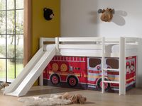 Bed ALIZE met glijbaan 90x200 cm witte pijnboom tent brandweer II - thumbnail