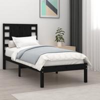 Bedframe massief grenenhout zwart 100x200 cm
