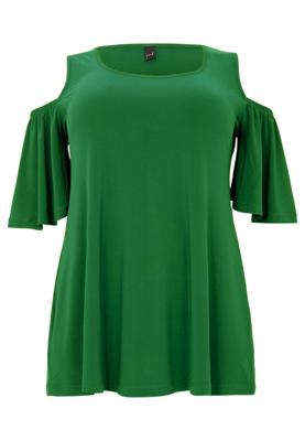 Yoek Tuniek flare met uitsnedes | Groen | Maat 38/40