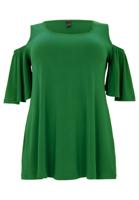 Yoek Tuniek flare met uitsnedes | Groen | Maat 58/60