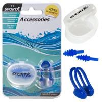 SportX junior neusclip en oordopjes 2 sterren blauw