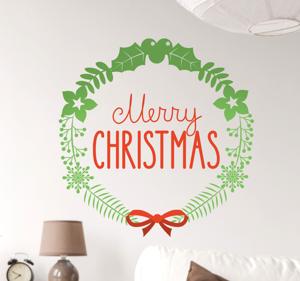 Muursticker Krans Merry Christmas