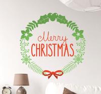 Muursticker Krans Merry Christmas