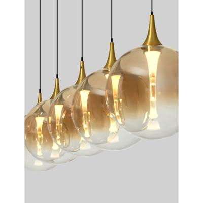Lyora HanglampOrenda recht 5-lichts amber glas - 9416964
