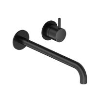 Inbouw Wastafelkraan Hotbath Cobber 25cm Gebogen Uitloop 1-Hendel Mat Zwart