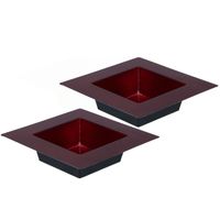 Tafel dienblad/plateau/tray - 2x - rood - 20 x 20 cm - kunststof - vierkant