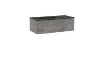 Storke Edge zwevend badmeubel 110 x 52 cm beton donkergrijs met Scuro asymmetrisch linkse wastafel in kwarts mat zwart - thumbnail