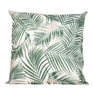 Buitenkussen palm - wit/groen - 60 x 60 cm - Water en UV bestendig