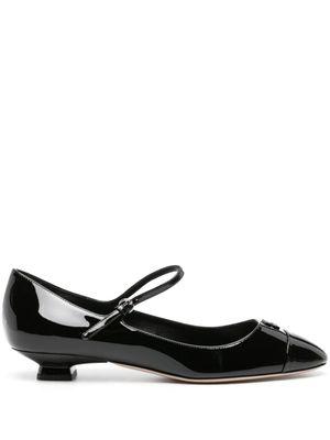 Miu Miu ballerines vernies à logo - Noir