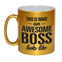 Awesome boss gouden cadeau mok / beker voor baas 330 ml - thumbnail