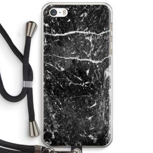 Zwart marmer: iPhone 5 / 5S / SE Transparant Hoesje met koord
