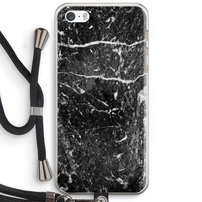 Zwart marmer: iPhone 5 / 5S / SE Transparant Hoesje met koord