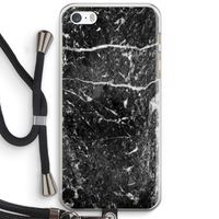 Zwart marmer: iPhone 5 / 5S / SE Transparant Hoesje met koord