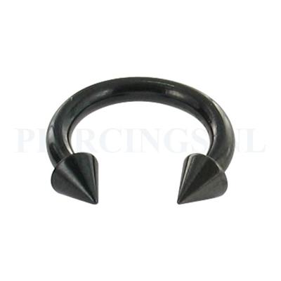 Circulair barbell zwart 2.5 mm spike
