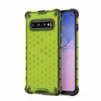Honingraat schokbestendig PC + TPU Case voor Galaxy S10 (groen)