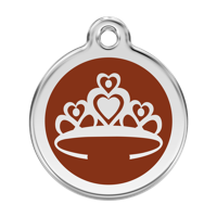 Crown Brown roestvrijstalen hondenpenning large/groot dia. 3,8 cm - Reddingo