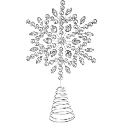 Kerstboom piek - ster vorm - zilver met steentjes - H26 cm