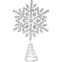 Kerstboom piek - ster vorm - zilver met steentjes - H26 cm