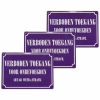 Bordje verboden toegang voor onbevoegden - 6x - 21 x 15 cm - metaal - waakbord