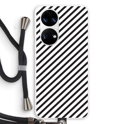 Strepen zwart-wit: Huawei P50 Transparant Hoesje met koord