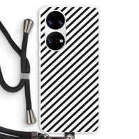 Strepen zwart-wit: Huawei P50 Transparant Hoesje met koord