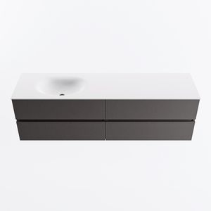 MONDIAZ VICA 170cm badmeubel onderkast Dark Grey 4 lades. Wastafel MOON links 1 kraangat, kleur Talc.