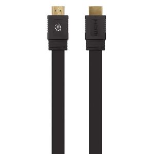 Manhattan 355629 HDMI-kabel HDMI Aansluitkabel HDMI-A-stekker, HDMI-A-stekker 3.00 m Zwart Afgeschermd (dubbel), Plat, Platte uitvoering, High Speed HDMI met