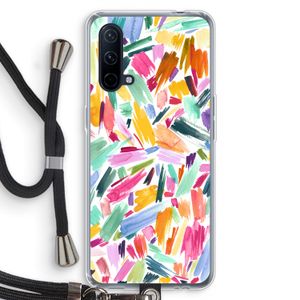 Watercolor Brushstrokes: OnePlus Nord CE 5G Transparant Hoesje met koord