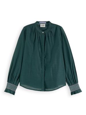 Long-sleeved smocked cuff shirt