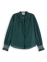Long-sleeved smocked cuff shirt