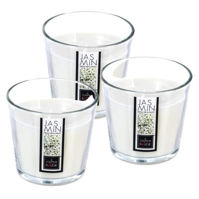 Atmosphera Candles Geurkaars - 3x - in glas - jasmijn aroma - 40 branduren - 13 x 12 cm