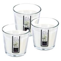 Atmosphera Candles Geurkaars - 3x - in glas - jasmijn aroma - 40 branduren - 13 x 12 cm