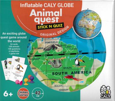 Opblaasbare wereldbol - globe Stick N Quiz game inflatable globe 42 cm + animal quest | Caly Toys