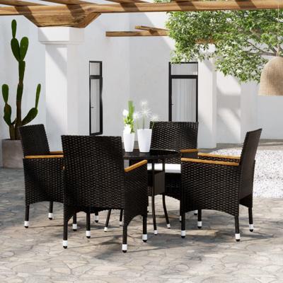 5-delige Tuinset poly rattan zwart