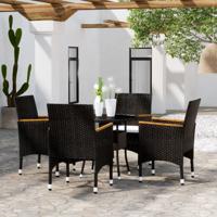 5-delige Tuinset poly rattan zwart