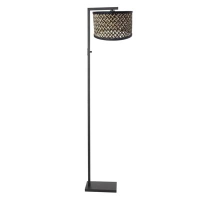 Steinhauer VloerlampStang zwart met bamboe kap - 3705ZW