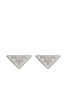 Prada puces d'oreilles plaque logo Symbole - Blanc