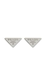 Prada puces d'oreilles plaque logo Symbole - Blanc