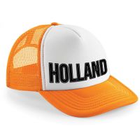 Oranje/ wit Holland zwarte letters snapback cap/ truckers pet dames en heren - Koningsdag/ EK/ WK pe