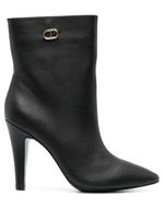 TWINSET bottines en cuir à plaque logo 105 mm - Noir