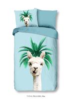 Good Morning Kinderdekbedovertrek "lama met palmboom" - Blauw - (140x200/220 cm) - Katoen