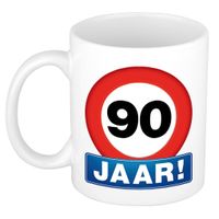 Verkeersbord mok/ beker 90 jaar - Verjaardagsmokken   -