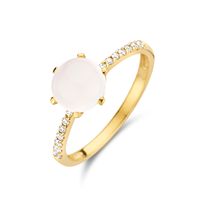 Ring Fantasie geelgoud-maansteen-diamant 0.06ct H Si