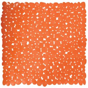 MSV Douche/bad anti-slip mat - badkamer - pvc - oranje - 54 x 54 cm - Badmatjes