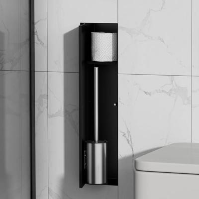 Toiletborstelset SaniClear Hide | Inbouw | Met rolhouder | Mat zwart