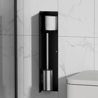 Toiletborstelset SaniClear Hide | Inbouw | Met rolhouder | Mat zwart