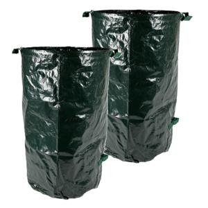 Tuinafvalzak - 2x - opvouwbaar - groot formaat - groen - 110 liter - bladeren opruimen
