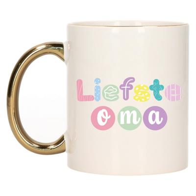 Cadeau koffie/thee mok voor Oma - goud - liefste Oma - keramiek - 300 ml