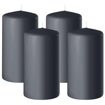 Enlightening Candles Cilinderkaars - 4x - stompkaarsen - antraciet - D8 x H12 cm - 45 branduren